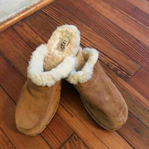 UGG Shoes - UGG Tan Suede Wooden Clogs